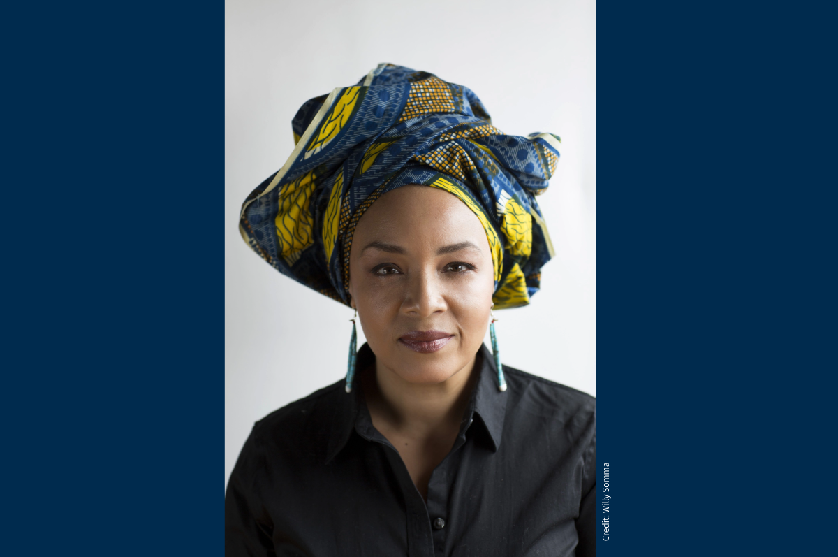 Woman with colorful headwrap
